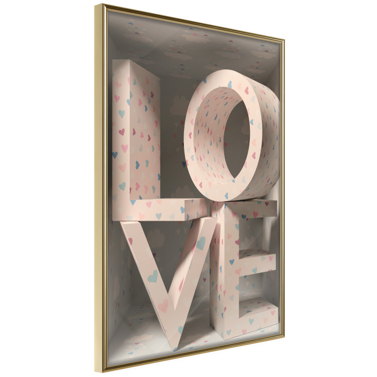 Wall Poster Love in Hearts - texts in heart shapes with 3D effect on a light background 135508 additionalImage 12
