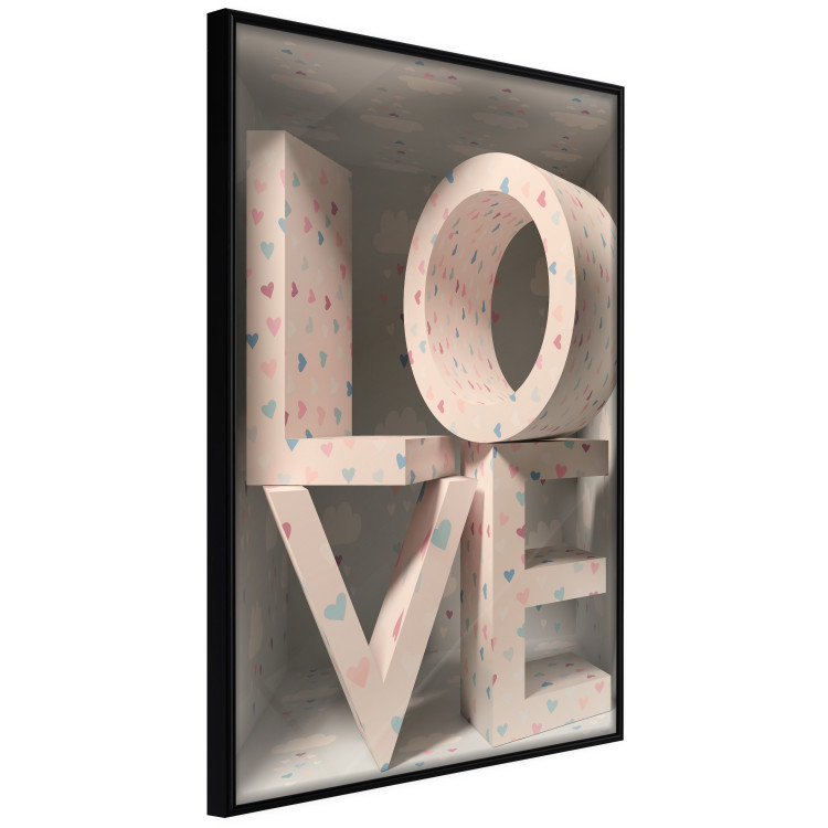 Wall Poster Love in Hearts - texts in heart shapes with 3D effect on a light background 135508 additionalImage 13
