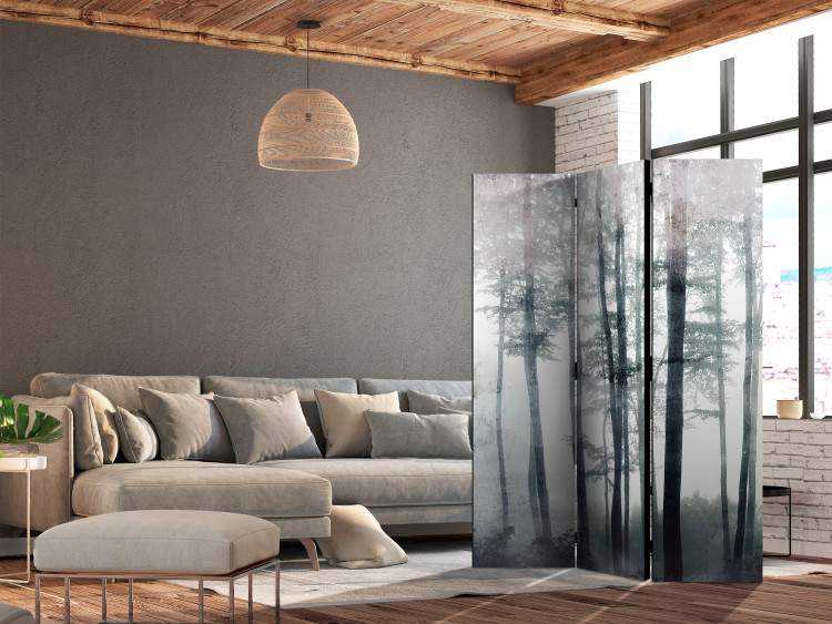 Room Separator Misty Forest (3-piece) - Delicate landscape of forest tree canopies 138108 additionalImage 2