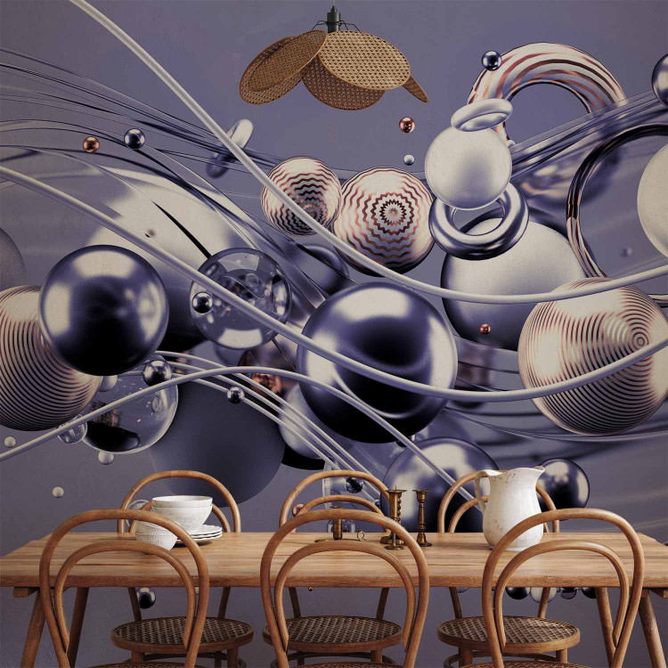 Wall Mural Dynamic space with balls in the purple - Modern abstraction 138408 additionalImage 6