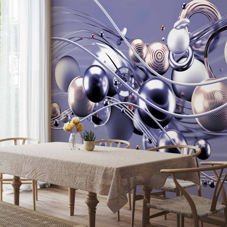 Wall Mural Dynamic space with balls in the purple - Modern abstraction 138408 additionalImage 7