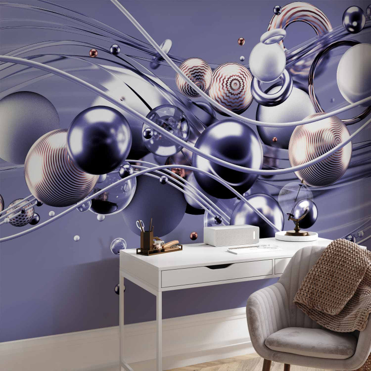 Wall Mural Dynamic space with balls in the purple - Modern abstraction 138408 additionalImage 4