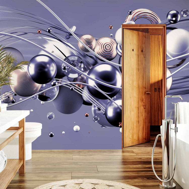Wall Mural Dynamic space with balls in the purple - Modern abstraction 138408 additionalImage 8
