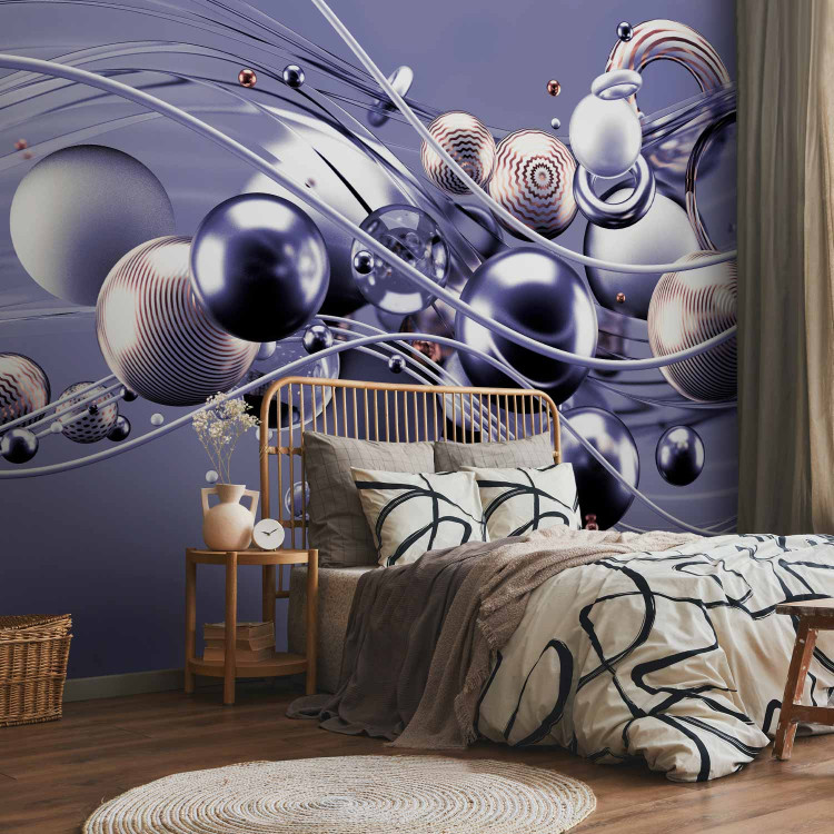 Wall Mural Dynamic space with balls in the purple - Modern abstraction 138408 additionalImage 2