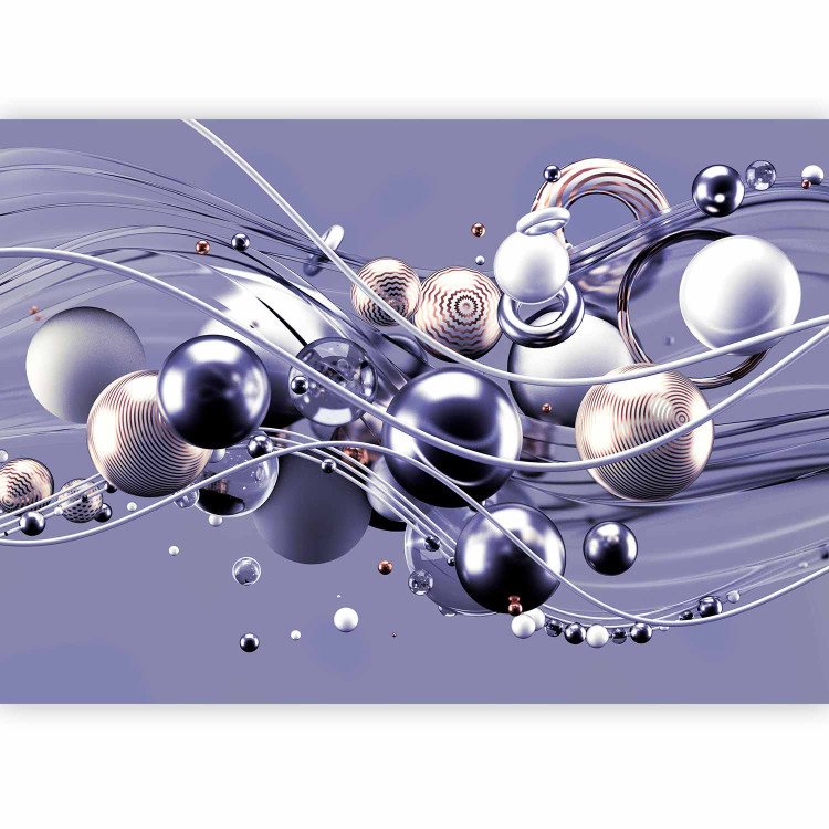 Wall Mural Dynamic space with balls in the purple - Modern abstraction 138408 additionalImage 1