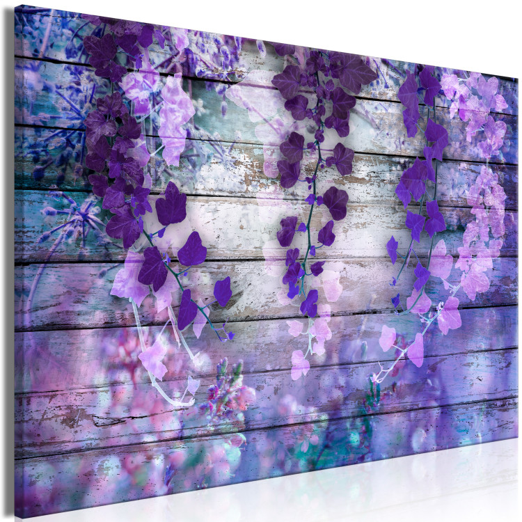 Canvas Print Lavender Charm (1-piece) Wide - purple flowers and planks in the background 138608 additionalImage 2