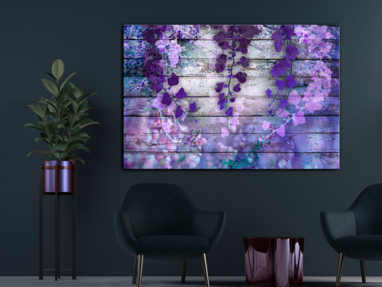 Canvas Print Lavender Charm (1-piece) Wide - purple flowers and planks in the background 138608 additionalImage 3