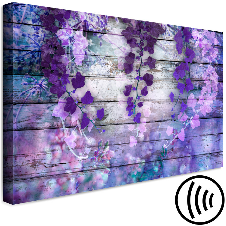 Canvas Print Lavender Charm (1-piece) Wide - purple flowers and planks in the background 138608 additionalImage 6