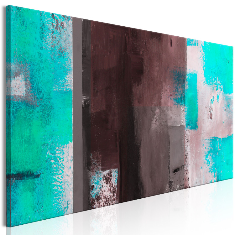 Canvas Art Print Turquoise Glow (1-piece) Narrow - unique abstraction in browns 142508 additionalImage 2