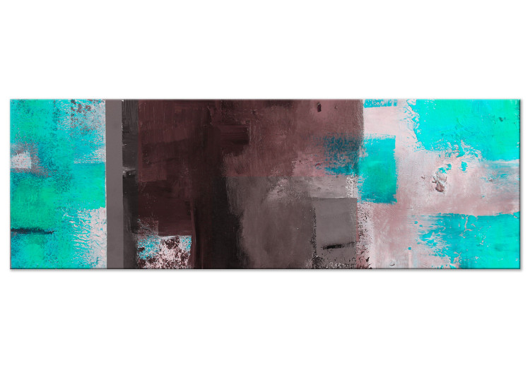 Canvas Art Print Turquoise Glow (1-piece) Narrow - unique abstraction in browns 142508