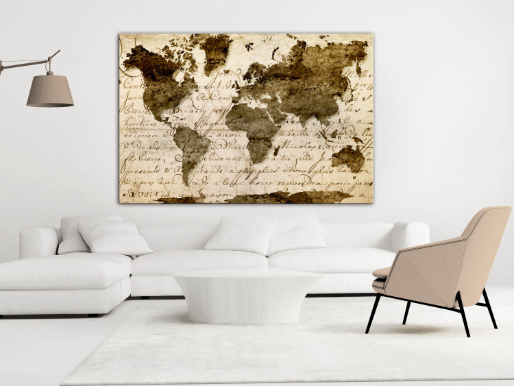 Canvas Print Greetings Postcard (1-piece) Wide - sepia world map 143708 additionalImage 3