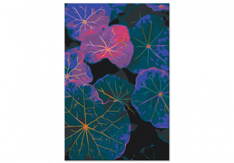 Paint by Number Kit Shaded Leaves - Plant of Green, Purple and Blue Colors 146208 additionalImage 3