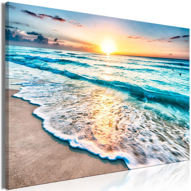 Canvas Print Sea Landscape - Sunny Turquoise Waves at Sunset 147708 additionalImage 2