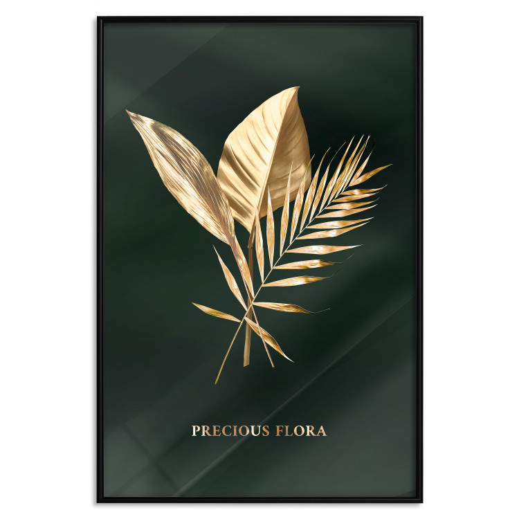 Wall Poster Precious Leaves - Illuminated Flora With an Inscription on a Dark Green Fabric 148908 additionalImage 21