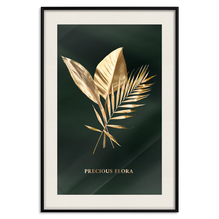 Wall Poster Precious Leaves - Illuminated Flora With an Inscription on a Dark Green Fabric 148908 additionalImage 26