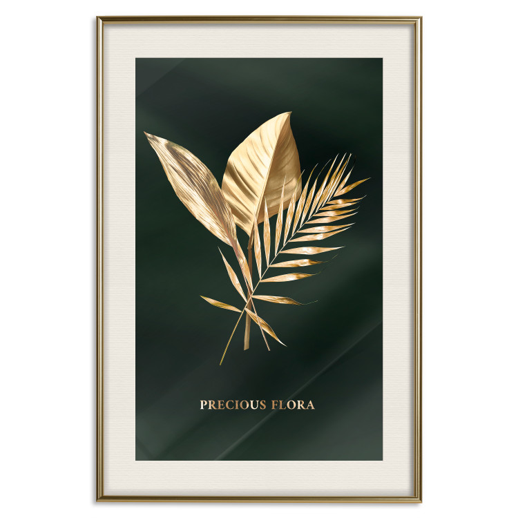 Wall Poster Precious Leaves - Illuminated Flora With an Inscription on a Dark Green Fabric 148908 additionalImage 27