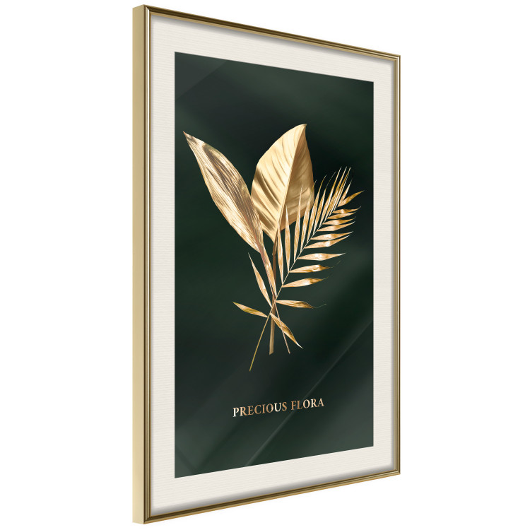 Wall Poster Precious Leaves - Illuminated Flora With an Inscription on a Dark Green Fabric 148908 additionalImage 9