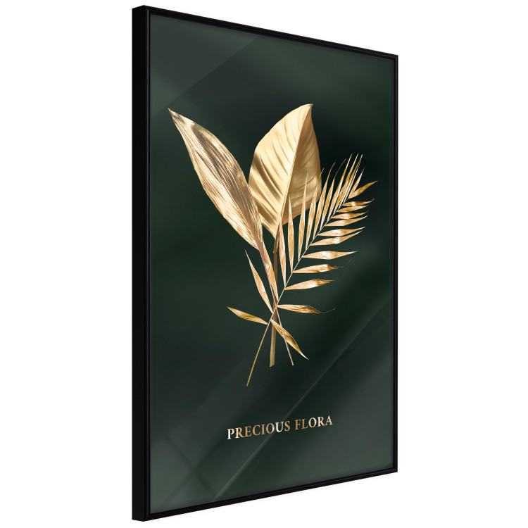 Wall Poster Precious Leaves - Illuminated Flora With an Inscription on a Dark Green Fabric 148908 additionalImage 7