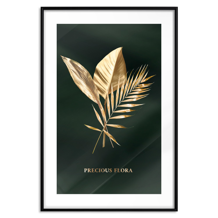 Wall Poster Precious Leaves - Illuminated Flora With an Inscription on a Dark Green Fabric 148908 additionalImage 25