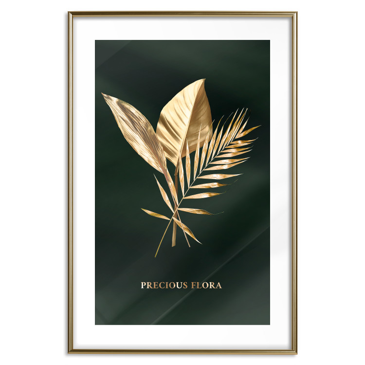 Wall Poster Precious Leaves - Illuminated Flora With an Inscription on a Dark Green Fabric 148908 additionalImage 24