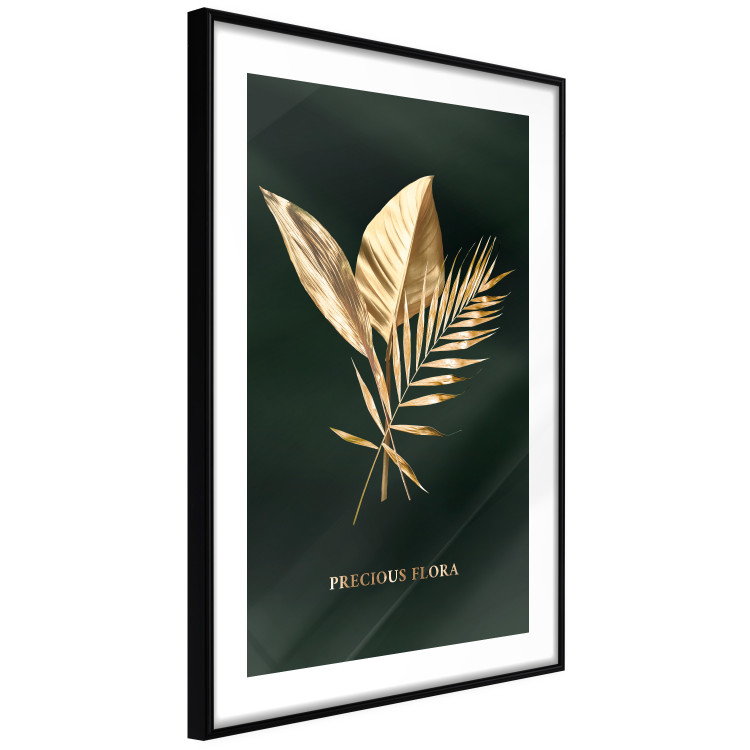 Wall Poster Precious Leaves - Illuminated Flora With an Inscription on a Dark Green Fabric 148908 additionalImage 4