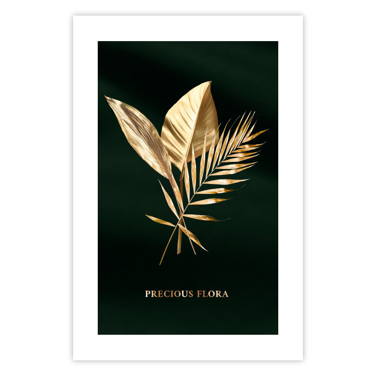 Wall Poster Precious Leaves - Illuminated Flora With an Inscription on a Dark Green Fabric 148908 additionalImage 22