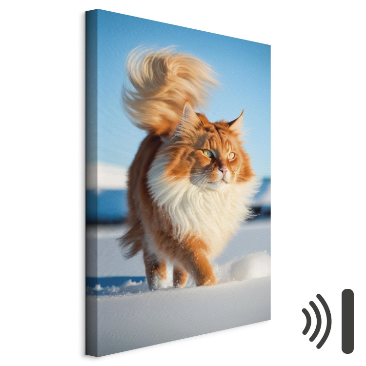 Canvas Print AI Norwegian Forest Cat - Long Haired Animal Walking on Snow - Vertical 150108 additionalImage 8