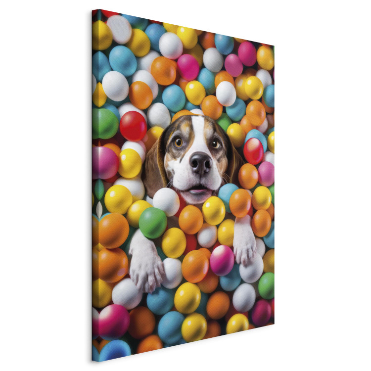 Canvas Print AI Beagle Dog - Animal Sunk in Colorful Balls - Vertical 150208 additionalImage 2
