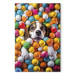 Canvas Print AI Beagle Dog - Animal Sunk in Colorful Balls - Vertical 150208