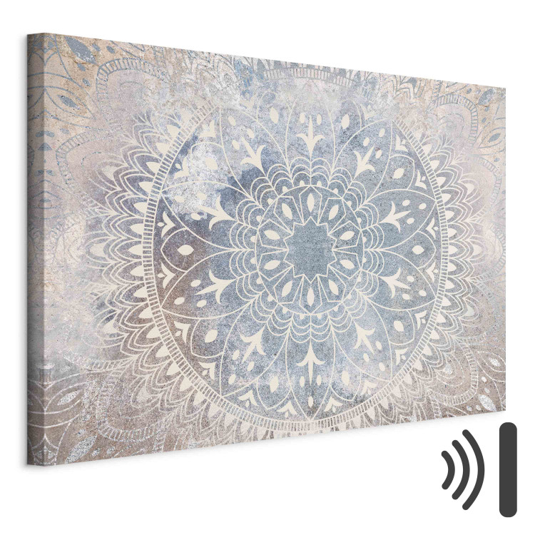 Canvas Print Mandala - A Bright Cream-Colored Ornament on a Blue Background 151208 additionalImage 8