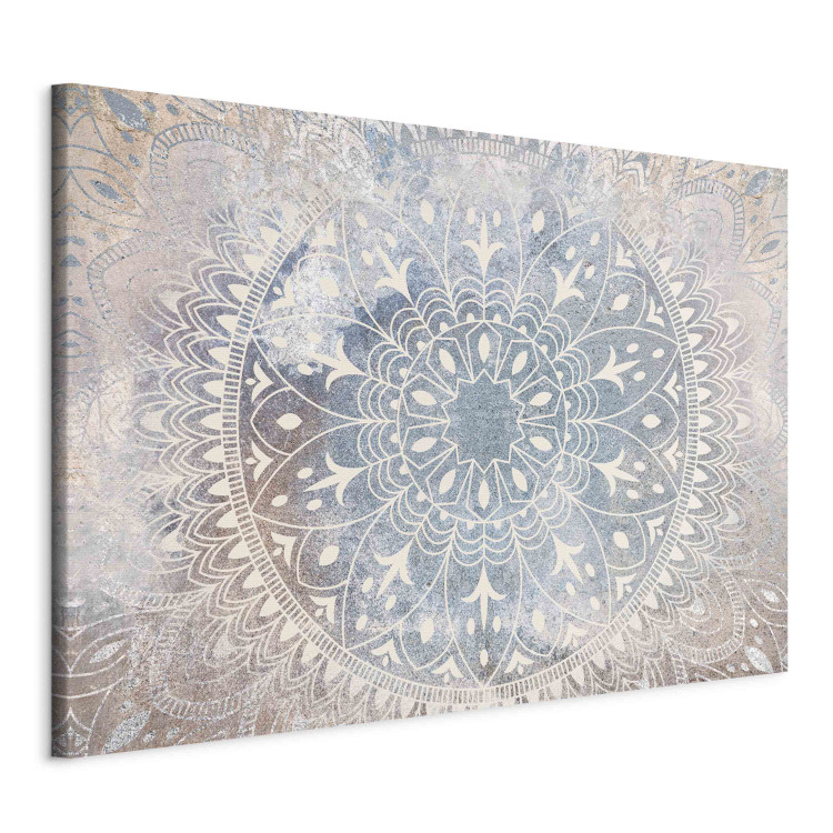 Canvas Print Mandala - A Bright Cream-Colored Ornament on a Blue Background 151208 additionalImage 2