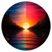 Round wallpaper Orange Sunset - The Sun Setting Behind a Mountain River 151608 additionalThumb 1