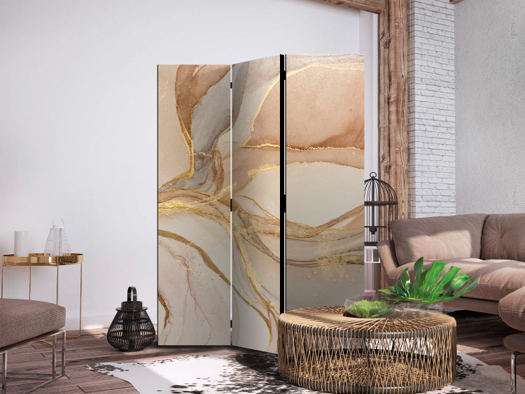 Folding Screen Desert Abstraction - Beige Composition Imitating Marble [Room Dividers] 151908 additionalImage 2