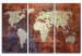 Canvas Art Print Rusty map of the World - triptych 55408