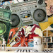 Photo Wallpaper Graffiti Girl - Collage in the Style of Street Art with a Woman's Face and Music 60608 additionalThumb 4