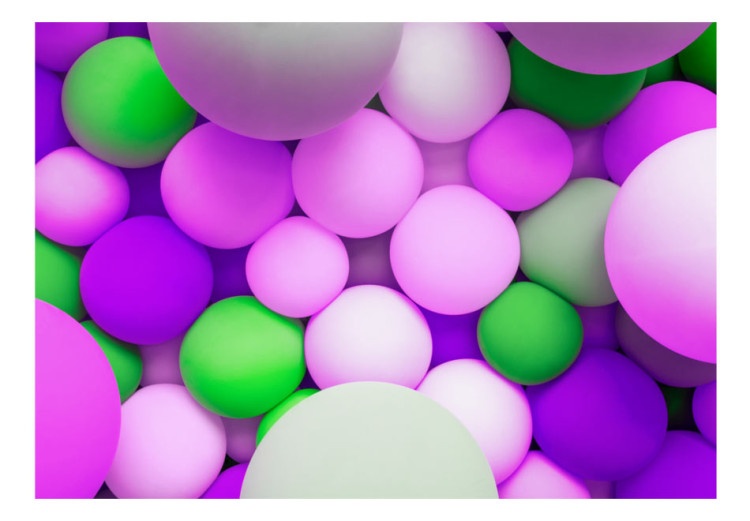 Wall Mural Geometric abstraction - coloured balls in purple and green 88508 additionalImage 1