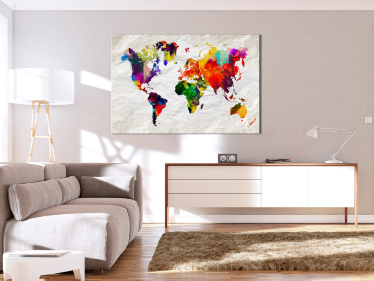 Canvas Art Print World Map: Rainbow Madness 94908 additionalImage 3