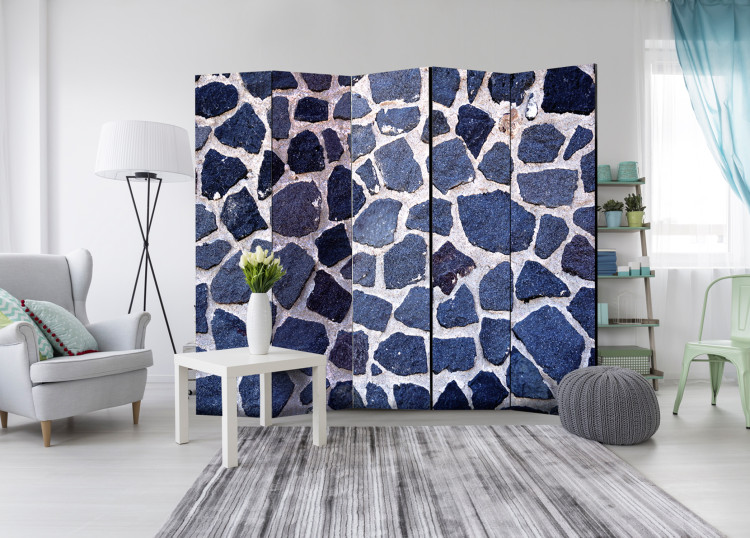 Folding Screen Blue Summer II - texture resembling a wall of blue stones 95408 additionalImage 4