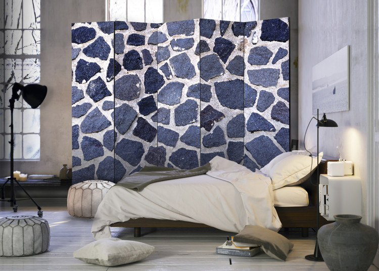 Folding Screen Blue Summer II - texture resembling a wall of blue stones 95408 additionalImage 2