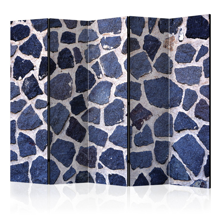 Folding Screen Blue Summer II - texture resembling a wall of blue stones 95408