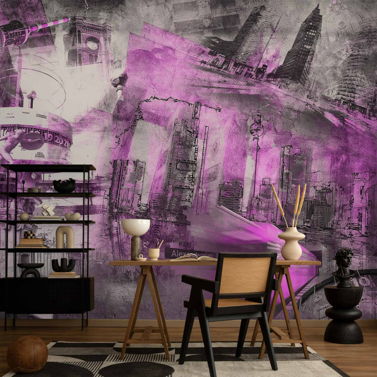 Photo Wallpaper Berlin - collage (violet) 96608 additionalImage 4