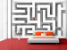 Wall Mural Modern abstraction - white geometric maze with red ball 97608
