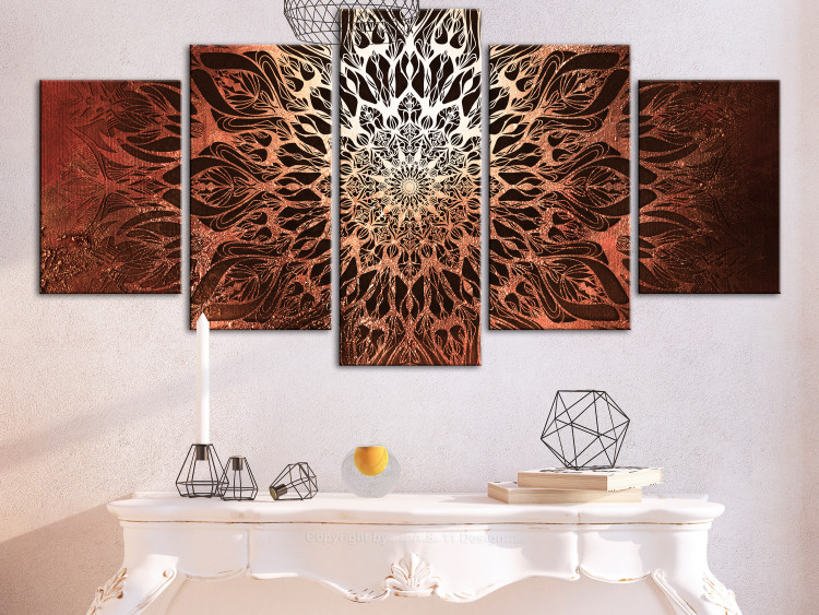 Canvas Print Hypnosis (5-part) Wide - Oriental Mandala in Zen Atmosphere 107818 additionalImage 3