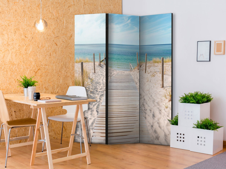 Room Divider Screen Seaside Vacation - seascape of sea and sand against a blue sky 108118 additionalImage 4
