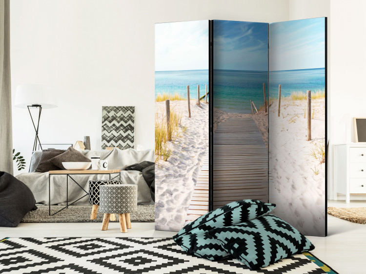 Room Divider Screen Seaside Vacation - seascape of sea and sand against a blue sky 108118 additionalImage 2