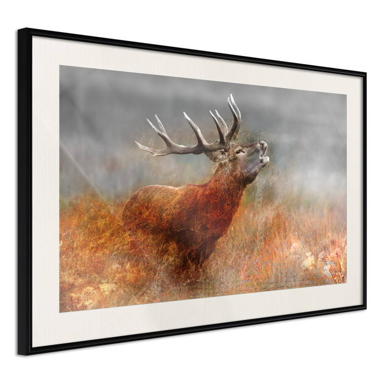 Poster Roaring Deer - woodland animal against an autumnal field landscape 114418 additionalImage 3