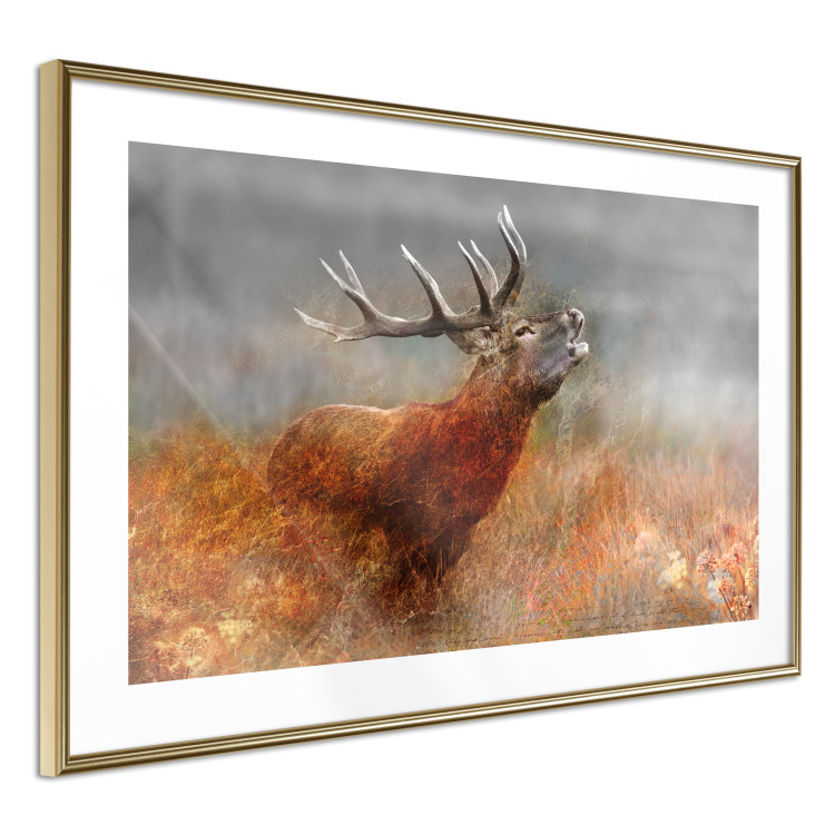 Poster Roaring Deer - woodland animal against an autumnal field landscape 114418 additionalImage 6