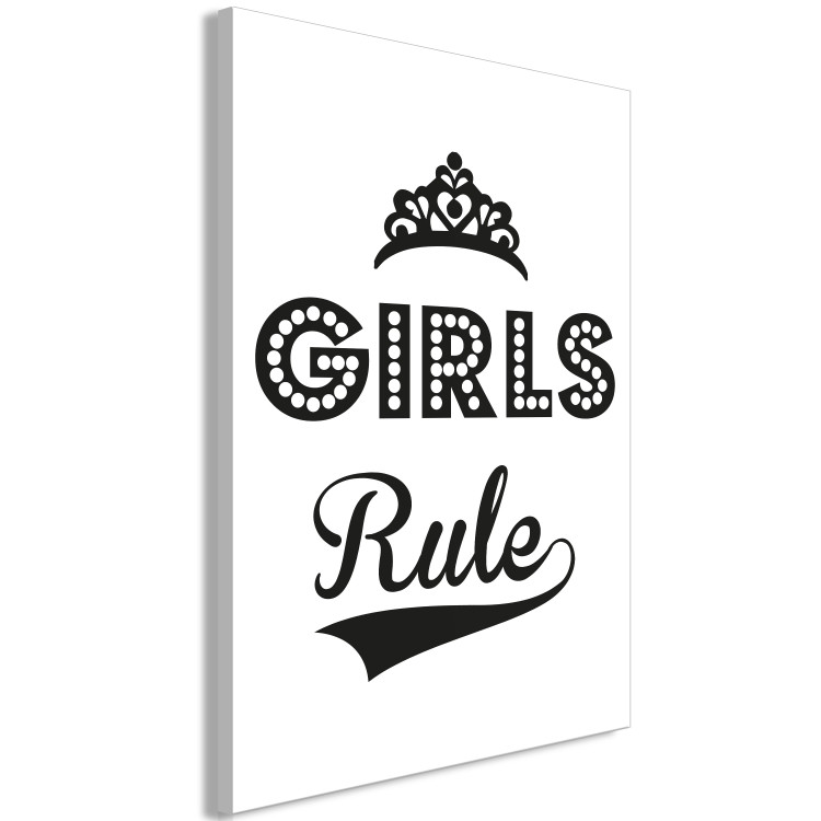 Canvas Art Print Girls Rule (1-part) - Black and White Graphic Design 114718 additionalImage 2