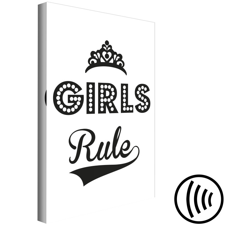 Canvas Art Print Girls Rule (1-part) - Black and White Graphic Design 114718 additionalImage 6