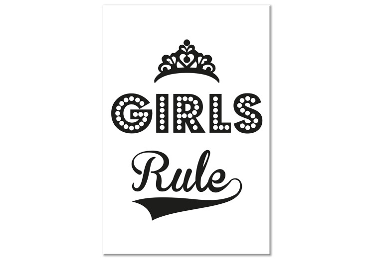 Canvas Art Print Girls Rule (1-part) - Black and White Graphic Design 114718